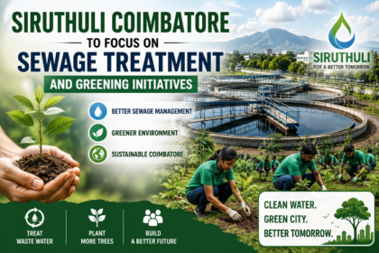 Environmental conservation activities by Siruthuli Coimbatore focusing on sewage treatment and urban greening projects