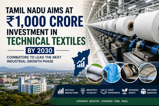 Tamil Nadu Technical Textiles Investment aims to reach ₹1,000 crore by 2030 with Coimbatore leading advanced textile manufacturing and industrial innovation.
