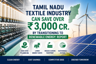 Tamil Nadu textile industry renewable energy adoption helping reduce carbon footprint and save over ₹3,000 crore in manufacturing costs