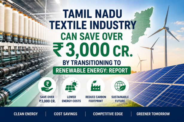 Tamil Nadu textile industry renewable energy adoption helping reduce carbon footprint and save over ₹3,000 crore in manufacturing costs