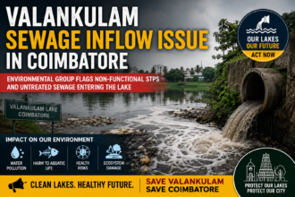 Valankulam Lake in Coimbatore facing sewage inflow concerns due to non-functional sewage treatment plants and environmental pollution challenges