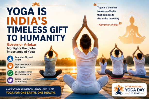 Participants practicing yoga during an event celebrating Yoga as India’s timeless gift to humanity