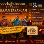 Poster of Nandagovindam Bhajans – Bhajan Tarangam devotional music concert scheduled in Coimbatore.
