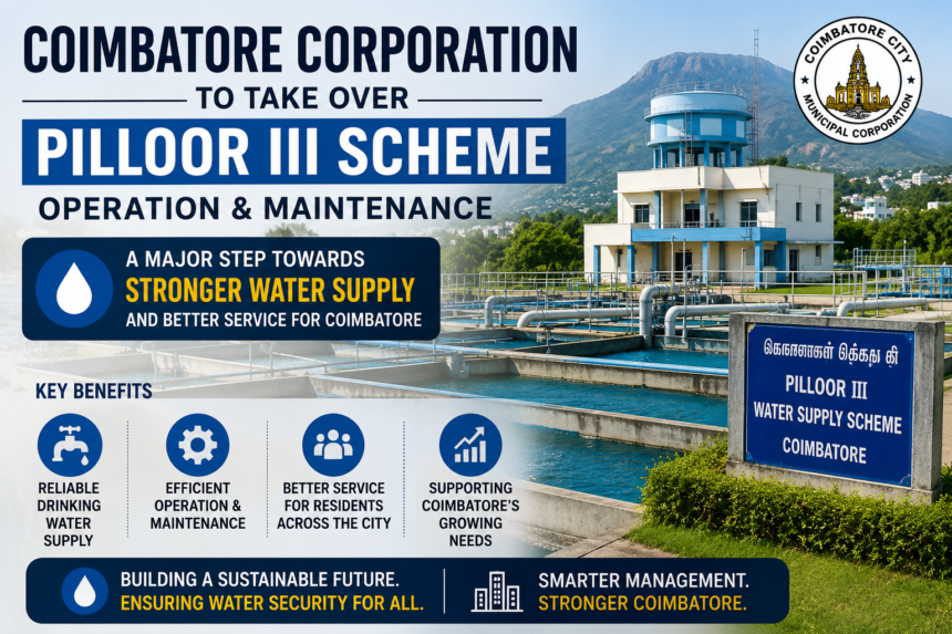 Coimbatore Corporation preparing to operate and maintain the Pilloor III drinking water supply scheme.