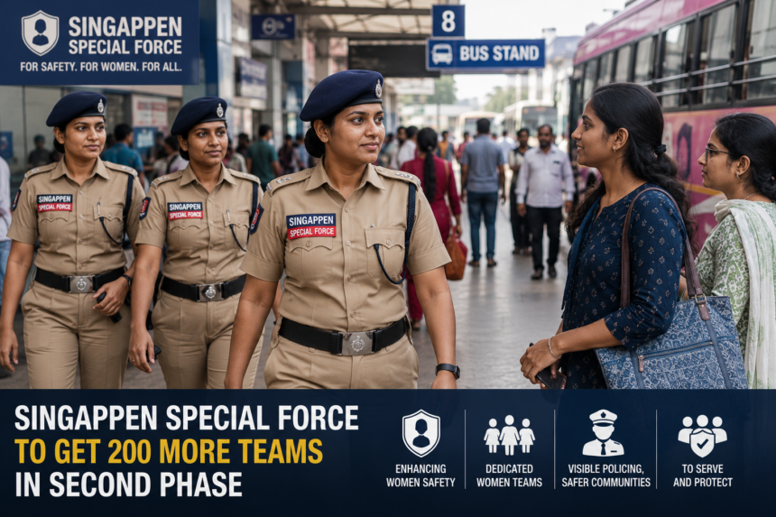 Tamil Nadu Police has announced the expansion of the Singappen Special Force with 200 additional teams in the second phase to strengthen women's safety across the State.