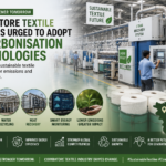 Modern textile processing facility in Coimbatore showcasing sustainable and energy-efficient technologies for reducing carbon emissions.