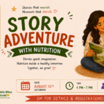 Story Adventure With Nutrition workshop poster by Coimbatore Moms for August 15