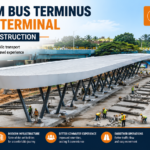 Ukkadam bus terminus second terminal under construction in Coimbatore with cranes and workers on site