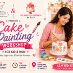 Moms and kids participating in a cake painting workshop in Coimbatore