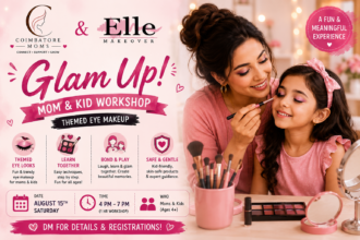 Glam Up Mom & Kid Workshop in Coimbatore featuring themed eye makeup