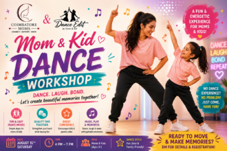 Mom and child participating in a dance workshop in Coimbatore